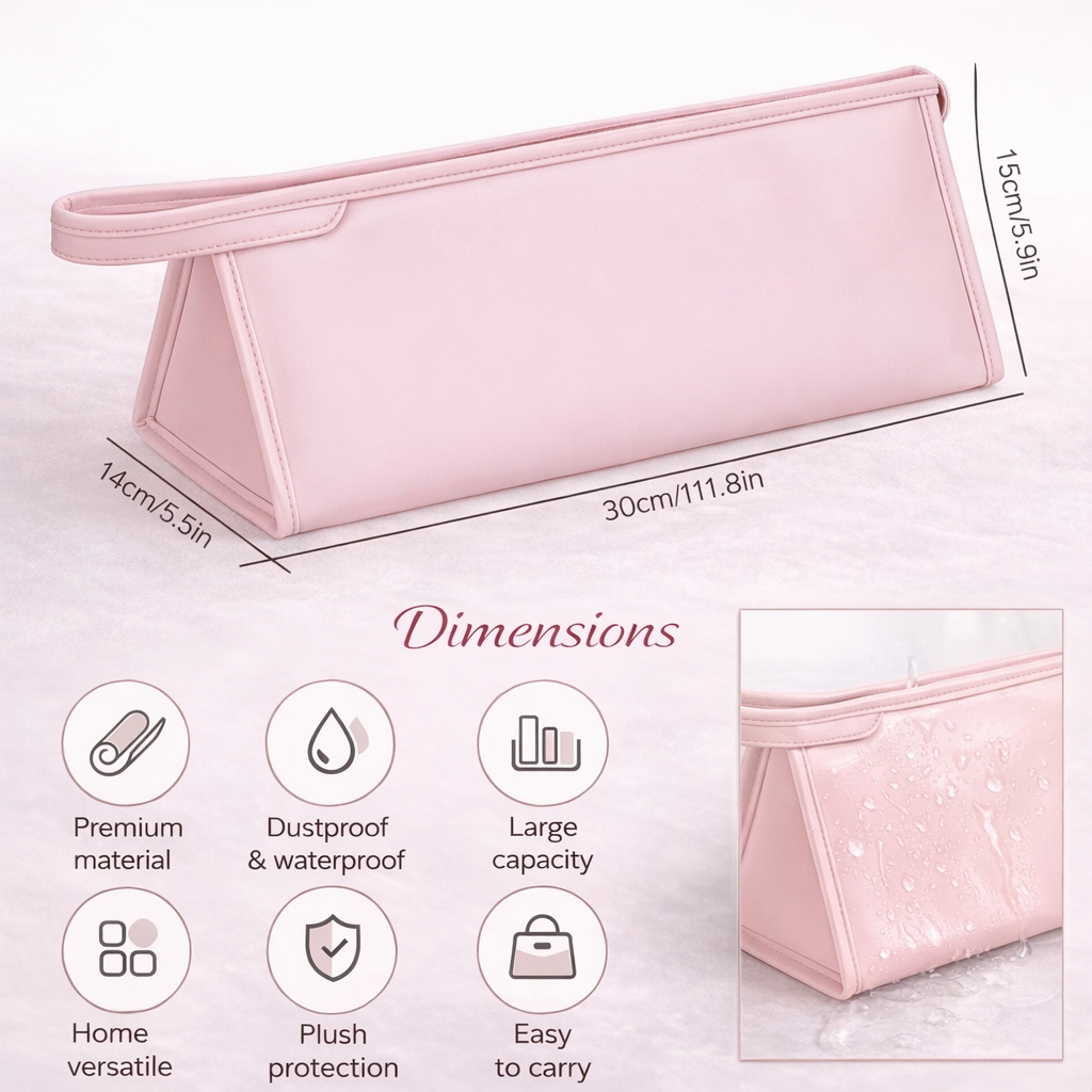 PinkVoyage™ Travel Beauty Organizer Pouch – Large Capacity Cosmetic & Hair Tool Case