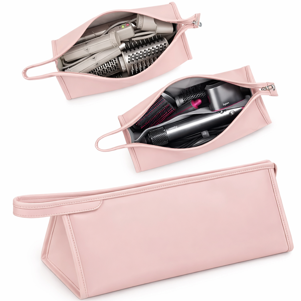 PinkVoyage™ Travel Beauty Organizer Pouch – Large Capacity Cosmetic & Hair Tool Case